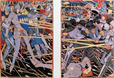 Otterbourne战役的插图：但是Persie用他的gude编织剑（水粉，金和墨水在纸上） 作者 罗伯特·伯恩斯